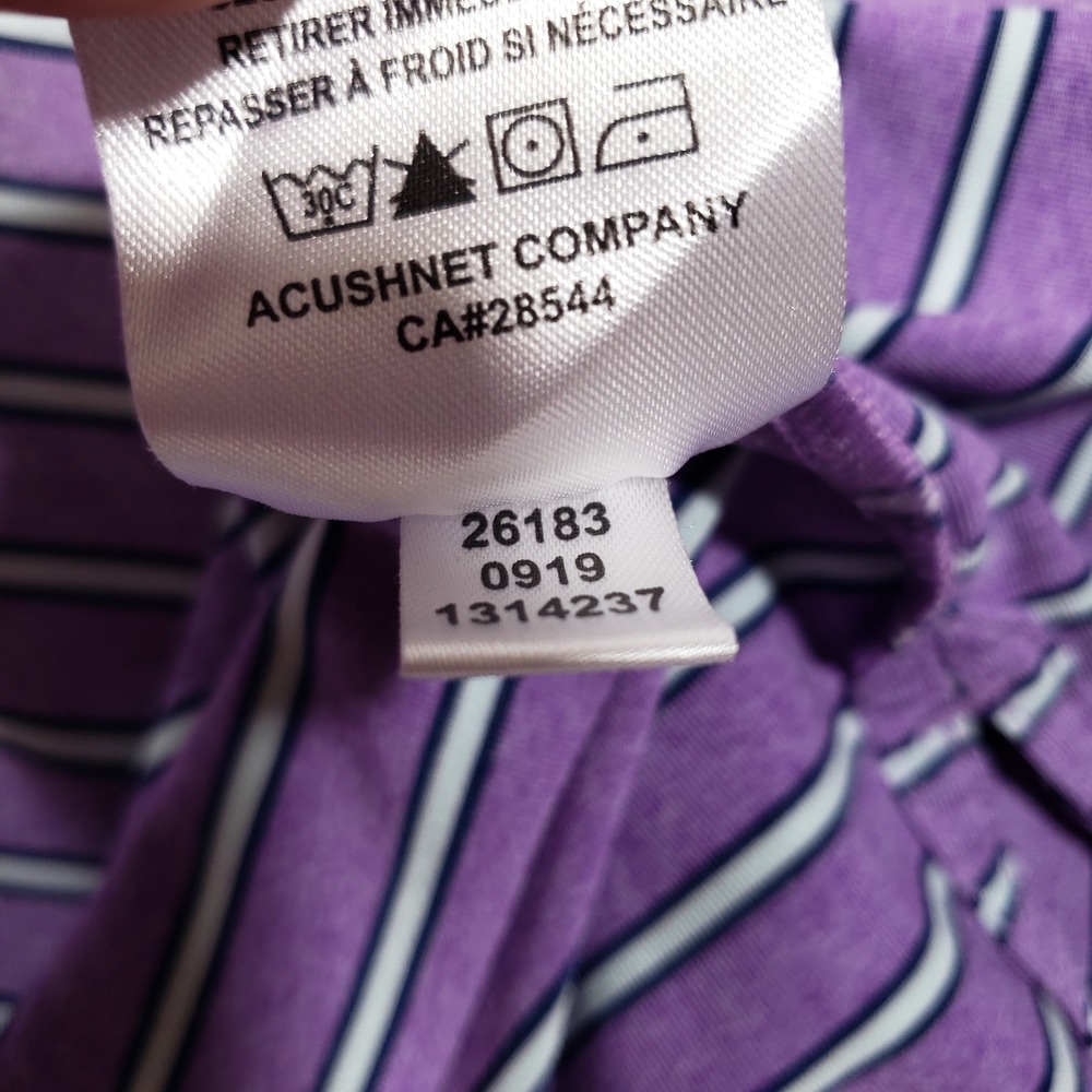 FootJoy Polo Shirt Mens Medium Purple Striped Lisle Austin‎ Country Club Golf - Picture 9 of 9